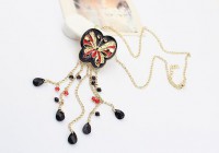 BUTTERFLY TASSEL METAL FASHION NECKLACE