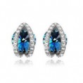 SATELLITE V-CRYSTAL EARRINGS(SILVER+SHINE BLUE)